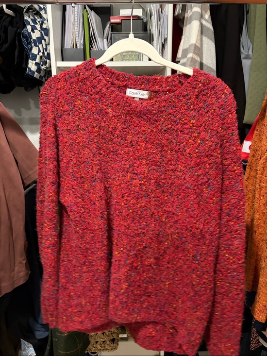 Calvin Klein Sweaters - Calvin Klein Red Multicolor Speckled Crewneck Sweater